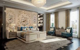 欧式卧房背墙纸样机贴图