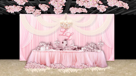 粉色婚礼甜品区