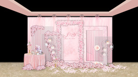粉色婚礼迎宾区