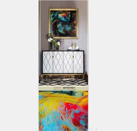 高清北欧五彩手绘抽象油画装饰画