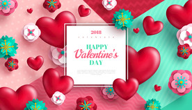 创意立体质感爱心情人节