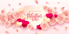 创意粉色玫瑰花质感爱心