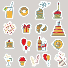 生日派对蛋糕矢量图标插画