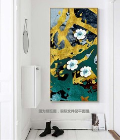 祖母绿现代抽象玄关装饰画