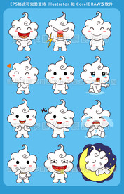 卡通小白云表情矢量大合集