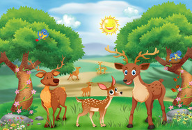 卡通动物鹿林森林乐园背景