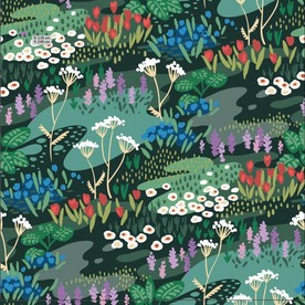 原创手绘插画风花卉无缝连接花型