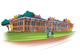 手绘一家人去学校插画