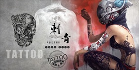 手绘纹身刺青装饰画背景墙