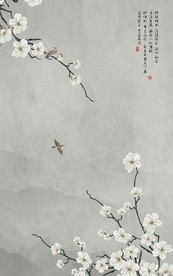 高清分层玉兰花鸟装饰画挂画