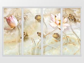 3d立体金莲大理石纹移门