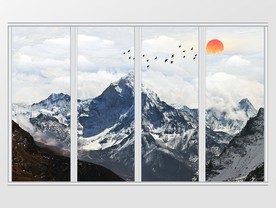 大理石纹山水日出移门