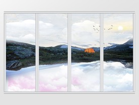 大理石纹山水移门