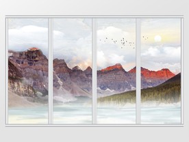 大理石纹山水日出移门