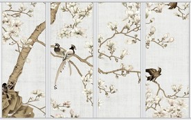 新中式古韵花鸟移门