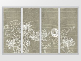 新中式现代简约唯美荷花莲蓬移门