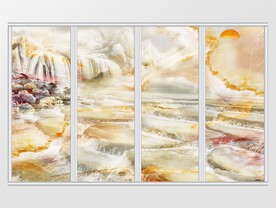 大理石山水瀑布移门