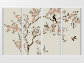 新中式简约花鸟树移门