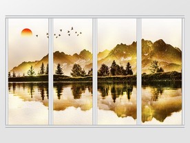 新中式金箔山水移门