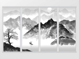 中国风水墨山水移门