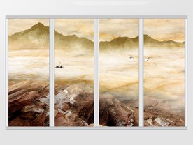 大理石纹理山峦河流移门