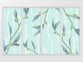 现代唯美清新简约绿植移门