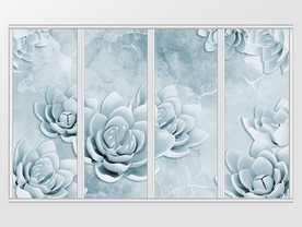 淡雅蓝色花朵移门