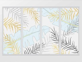 北欧手绘风格小清新植物移门