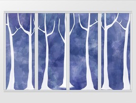 现代简约唯美蓝色抽象手绘树移门