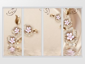 3d立体雅致珠宝花朵钻石绸移门