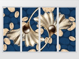 现代大气蓝色金箔叶子移门