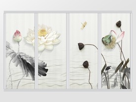 新中式古韵睡莲移门