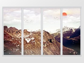 大理石岩石日出移门