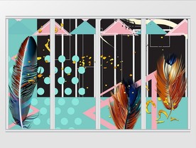 现代创意涂鸦几何图形移门