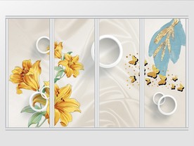 现代大气花卉蝴蝶移门