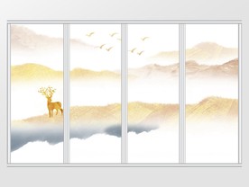 新中式金箔山水意境移门