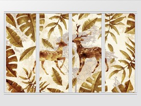 北欧风水彩麋鹿移门