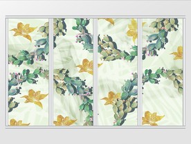 简约金箔手绘花卉移门