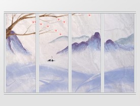 唯美花卉山脉移门