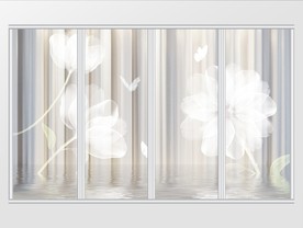 现代简约白色透明花移门