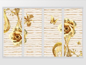 现代简约唯美金箔花卉移门