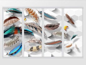 立体彩色羽毛移门