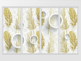 3D现代唯美金色羽毛移门