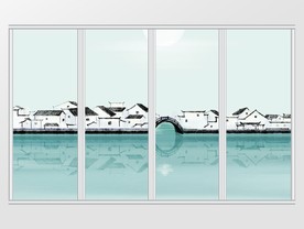 清新水墨宏村移门