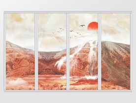 大理石纹岩石日出移门