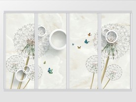 现代梦幻简约大气唯美蒲公英移门