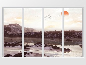 大理石岩石日出移门