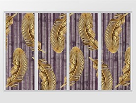 北欧抽象现代唯美金箔羽毛移门