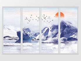 大理石纹山水移门