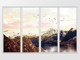 大理石纹风景移门